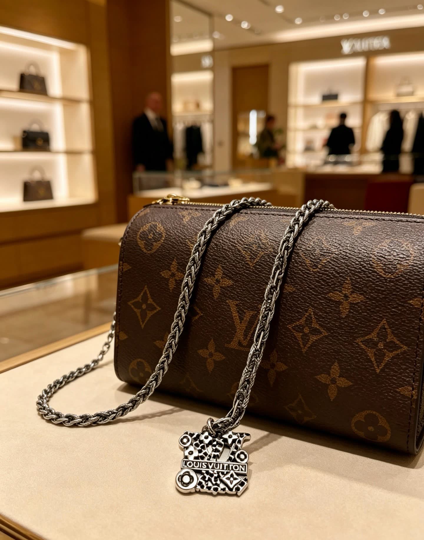 Louis Vuitton Silver Tone Chain Necklace